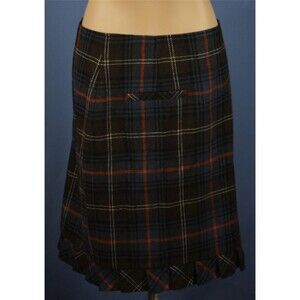CAbi Skirt Size 6 Plaid Pencil Heritage Pleated Hem knee Length Women's